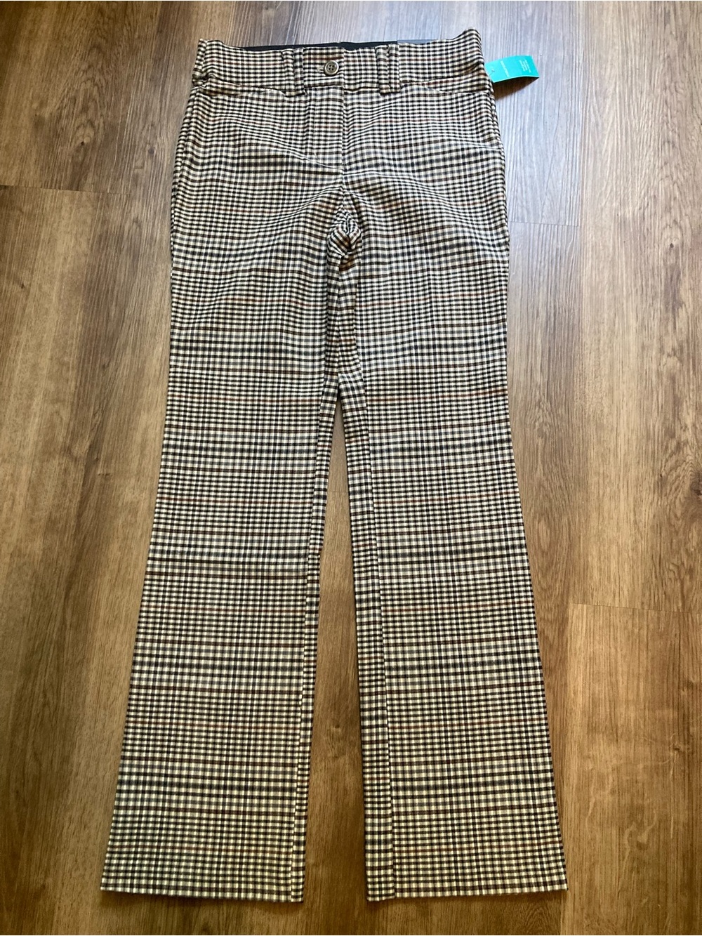 NWT Maurices Tan & Black Plaid Mid Rise Boot Cut Shorts Small SHORT